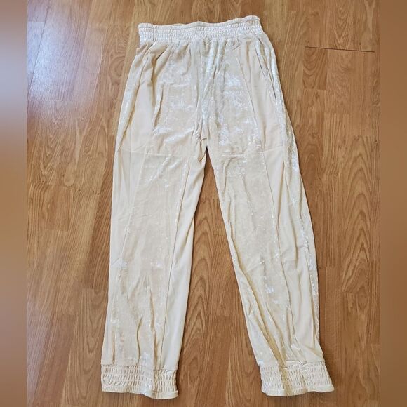 NEW! HAH | '1 Track Mind' Crushed Velvet Jogger Pants - size Large in Ivory - Picture 6 of 16